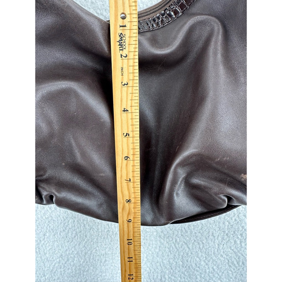 Brighton Womens Hobo Handbag Brown Leather Crocodile Print Trim Embellished M - Picture 7 of 11